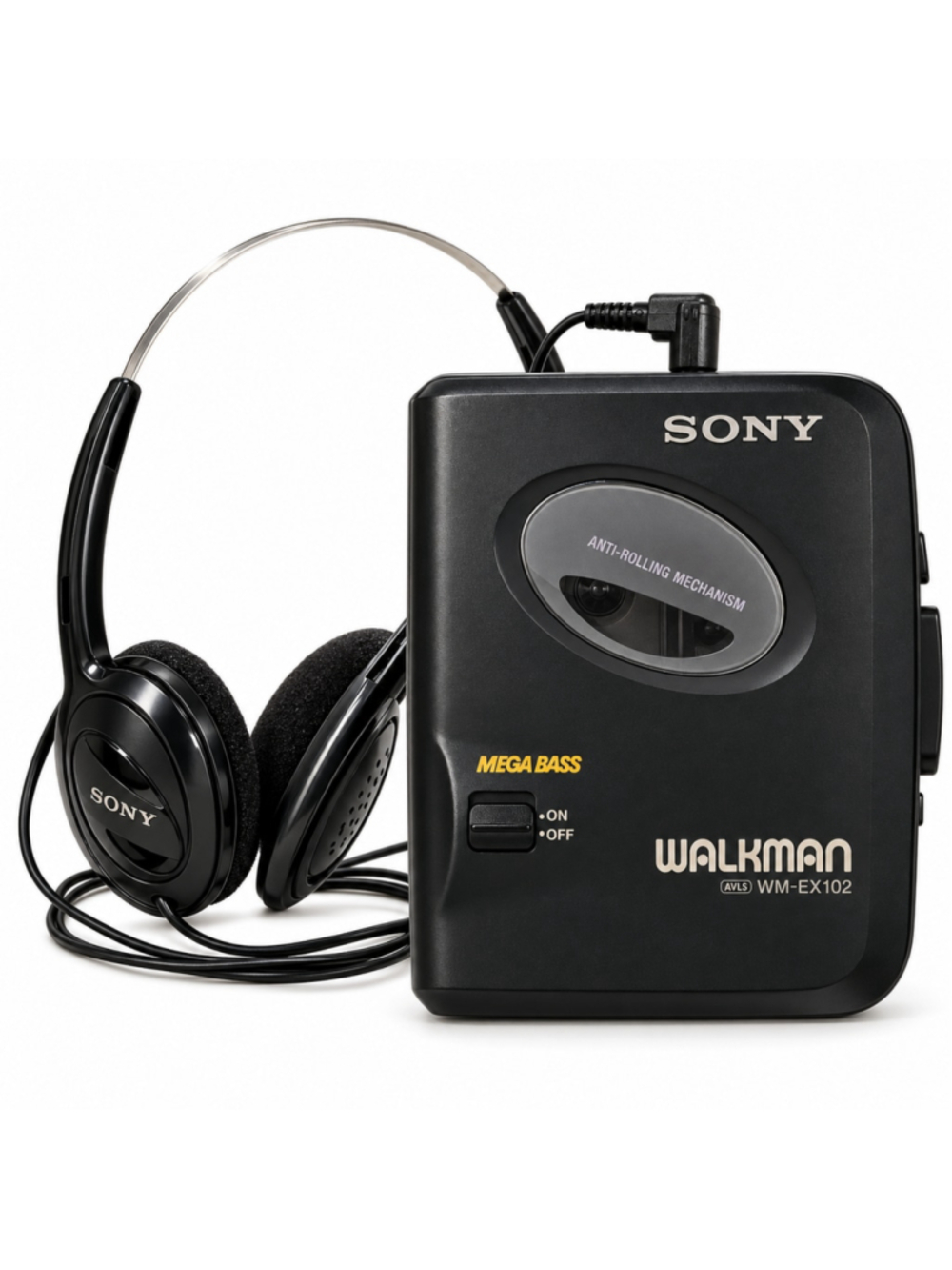 Sony Walkman WM-EX102 Cassette Player Mega Bass Vintage Tested Works Headphones